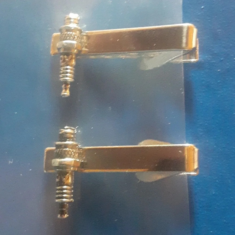 Elegant Silver Tone Spark Plug Cuff Links